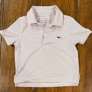 Vineyard Vines Kids Polo Shirt - Light Blue and White Stripes - 2T